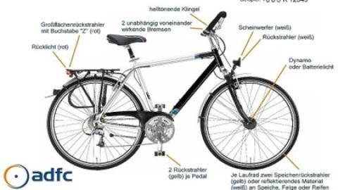 Symbolbild eines Fahrrads mit Markierungen zur Verkehrssicherheit